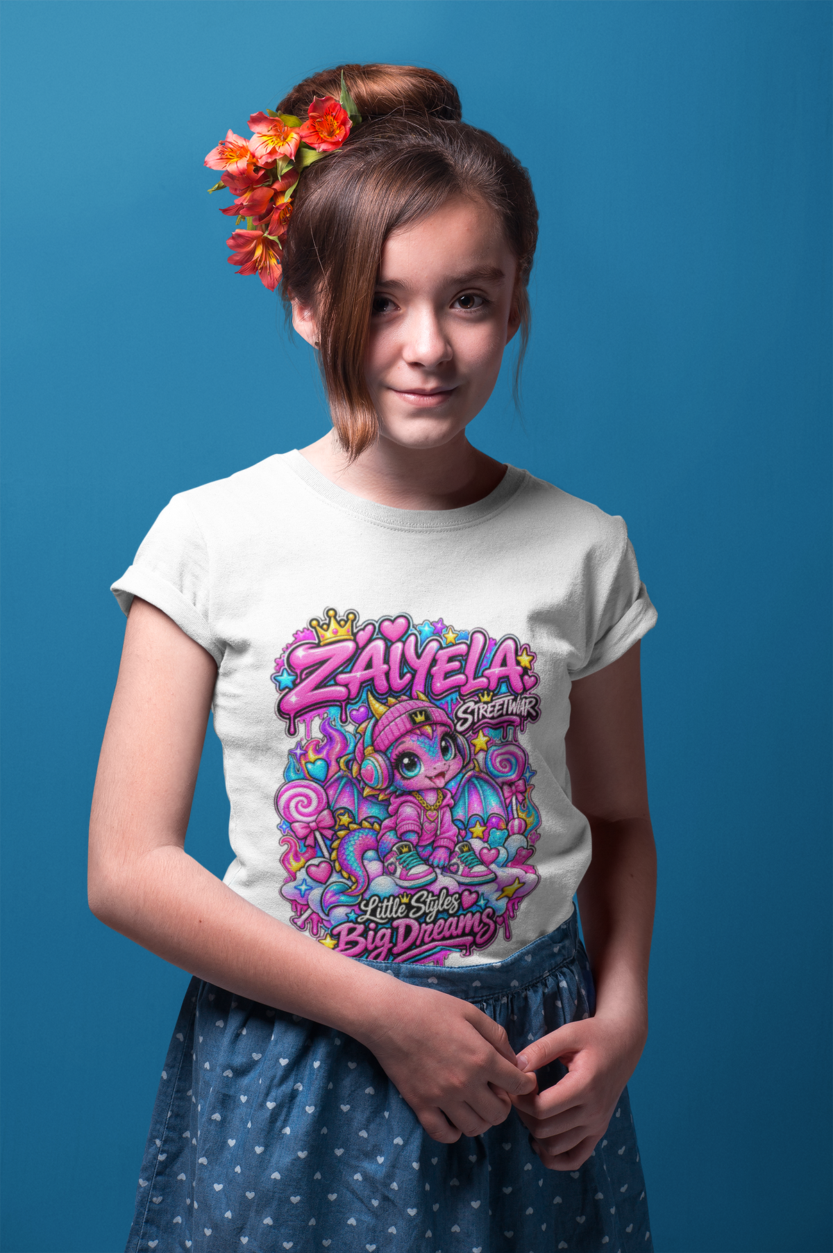 Kids Tee — Colorful Candy Galaxy "Zayelia" Graphic