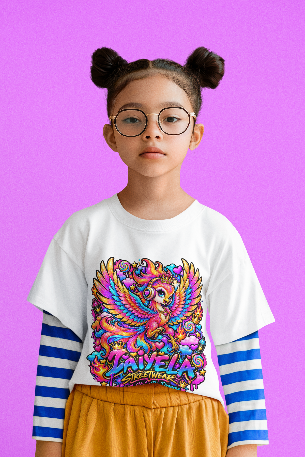 Youth Tee — Vibrant Rainbow Phoenix Graphic ‘Zavela’ Streetwear