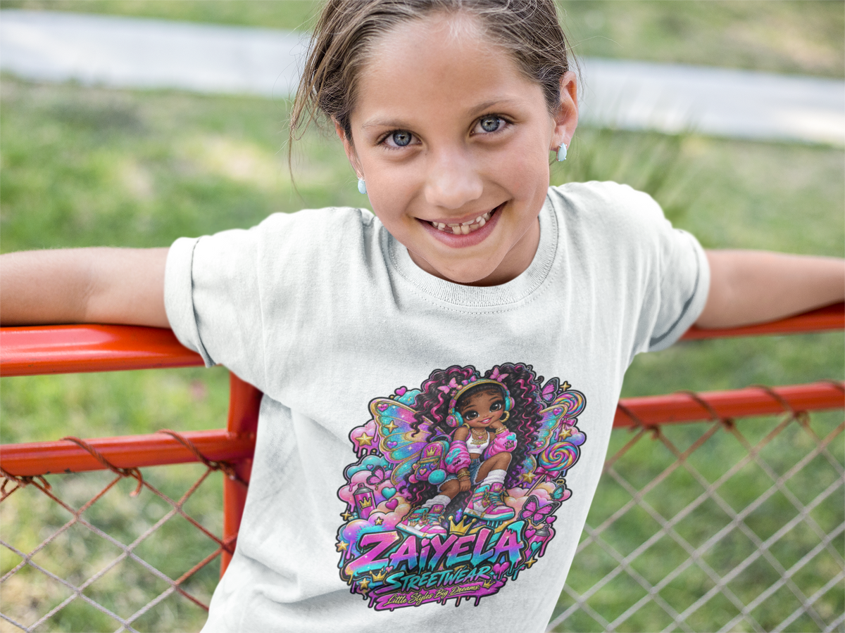 Kids T‑Shirt — Colorful Fairy Streetwear Princess Cartoon Girl Graphic Shirt for Kids