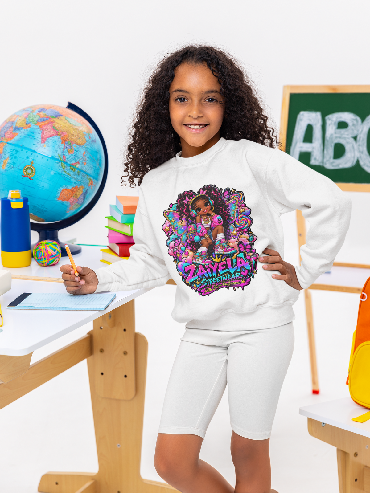 Youth Crewneck Sweatshirt Colorful Girl Character Graphic Fairy Streetwear Princess