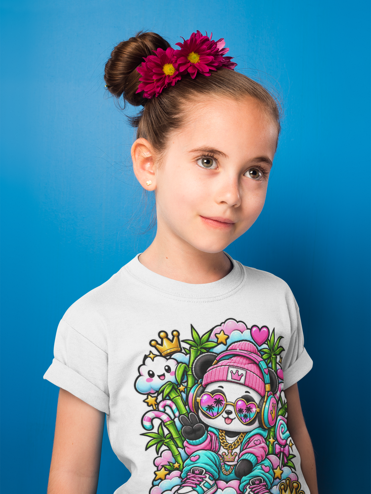 Kids T-Shirt Colorful Glam Panda Graphic Tee