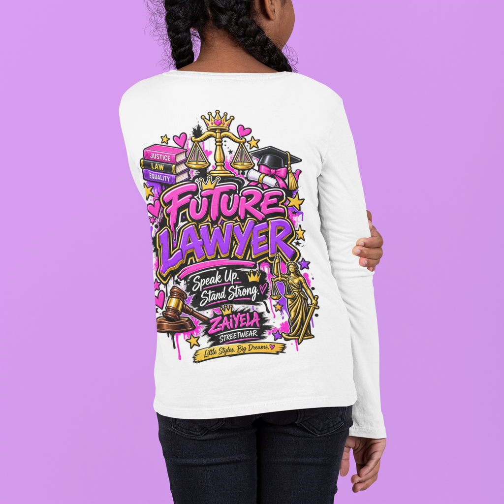 Future Lawyer Youth Crewneck Sweatshirt — Colorful Aspiring Lawyer Graphic
