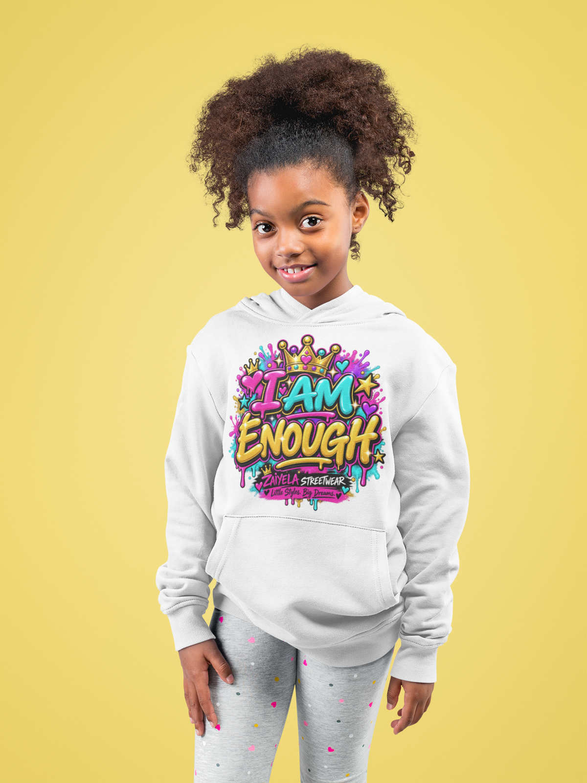 Kids Hoodie I Am Enough Colorful Streetwear Pullover