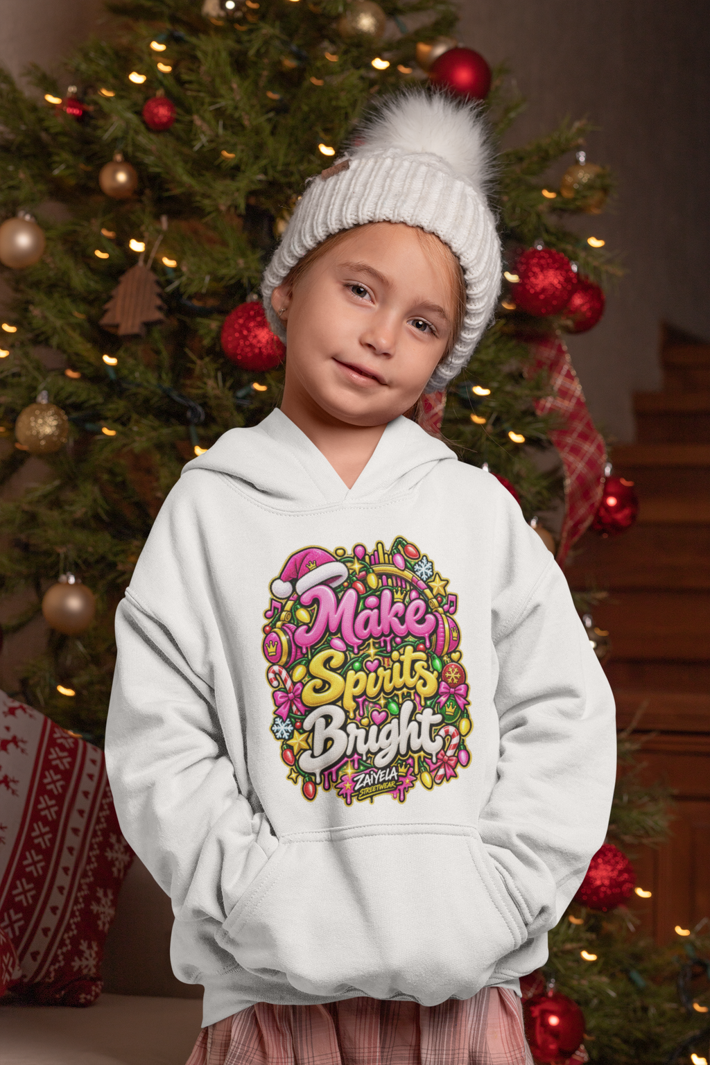 Kids Hoodie — "Shine Bright" Colorful Holiday Graphic Hoodie for Children
