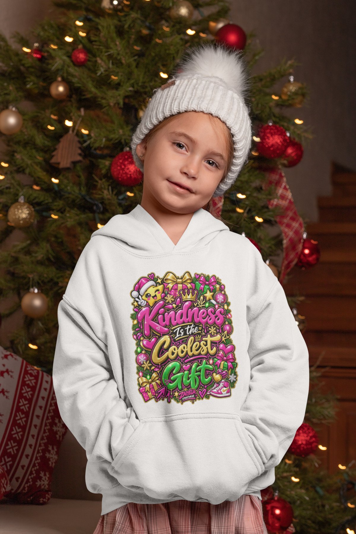 Kids Hoodie  Colorful Holiday Kids Hoodie (Kindness Is The Coolest Craft)