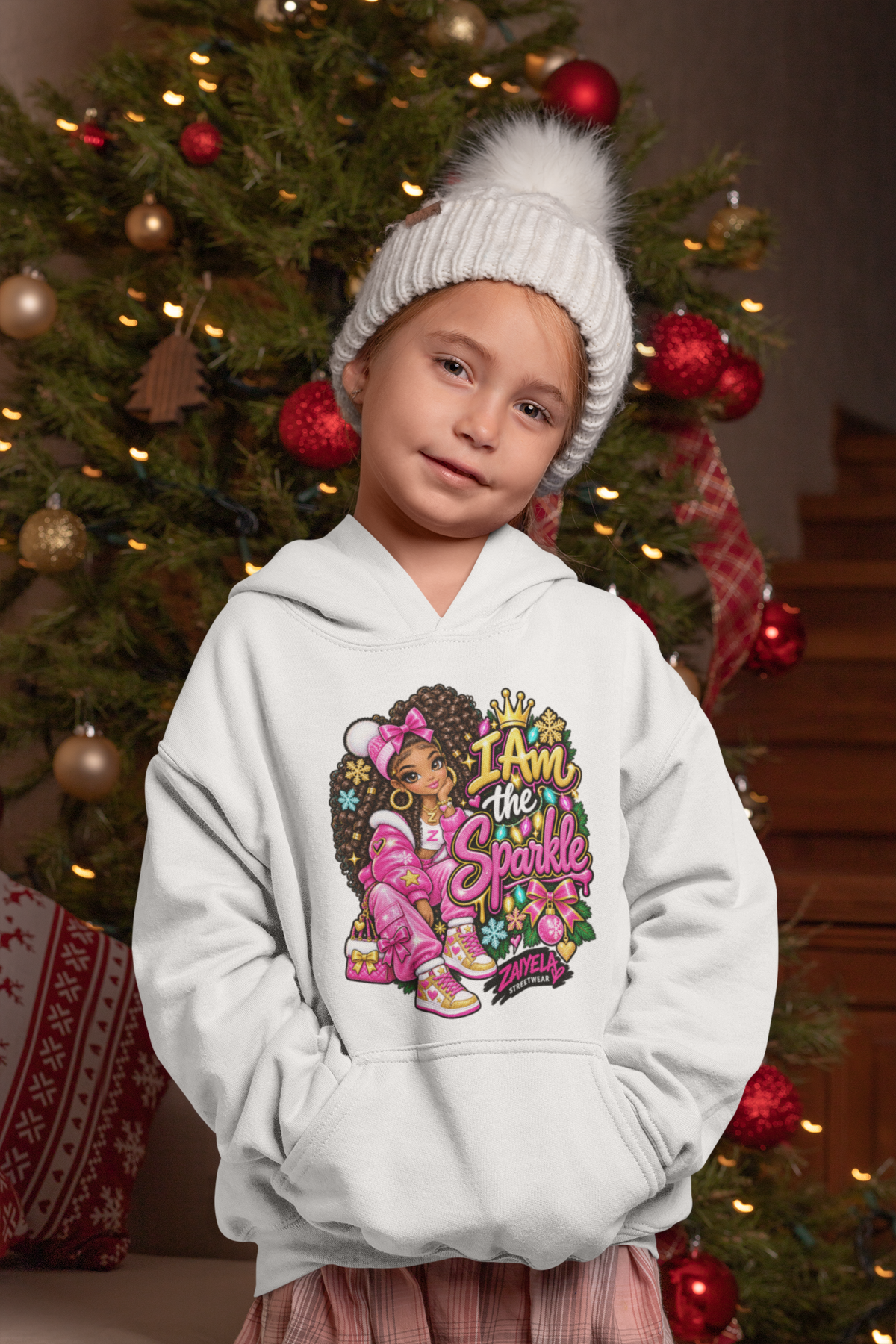 Kids Hoodie I Am the Sparkle Colorful Holiday Graphic Hoodie