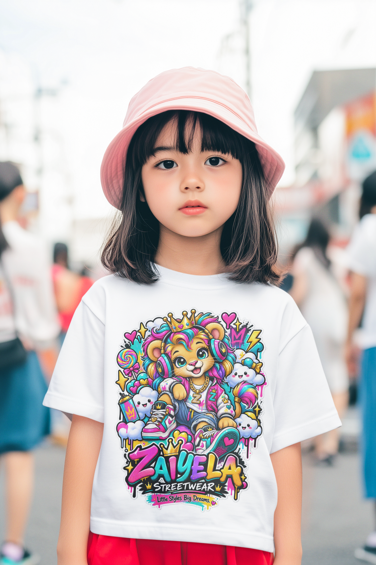 Kids Tee — Colorful Cartoon Rainbow Lion Cub Graphic