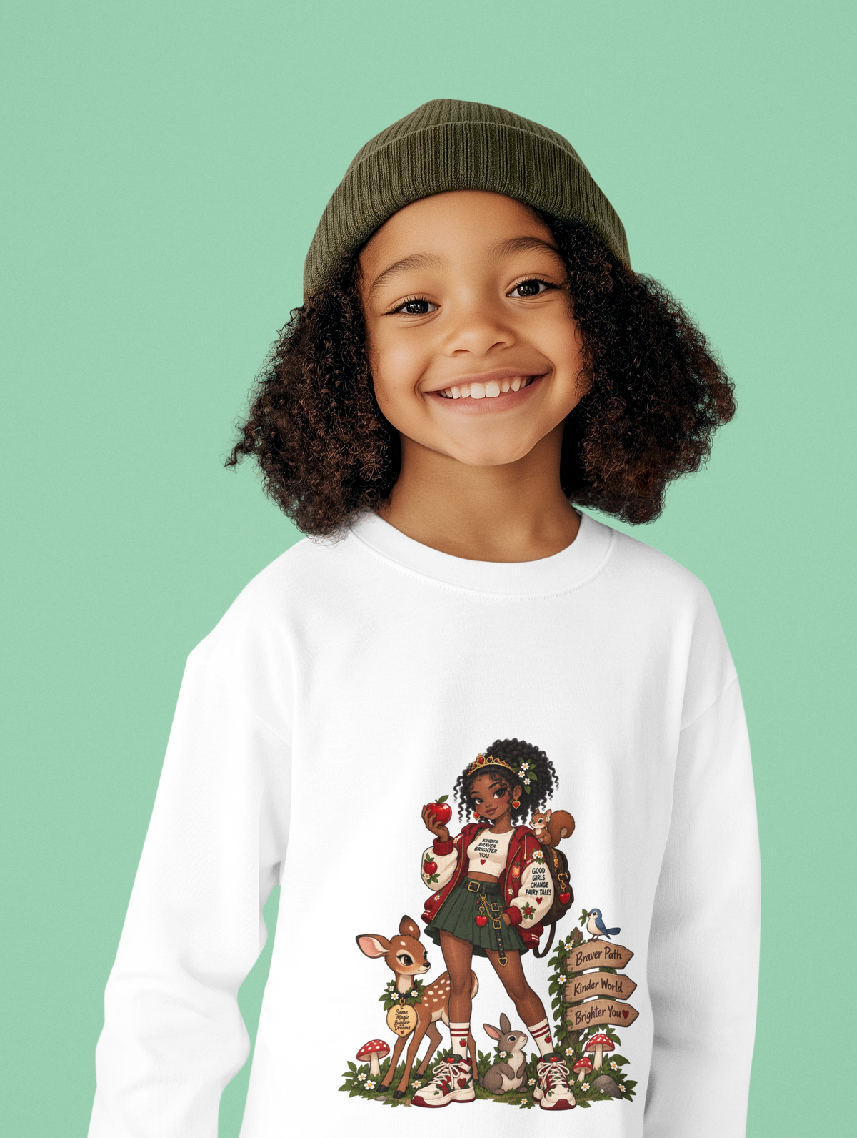 Youth Crewneck Sweatshirt — Vintage Woodland Fairy Tale Kids Pullover