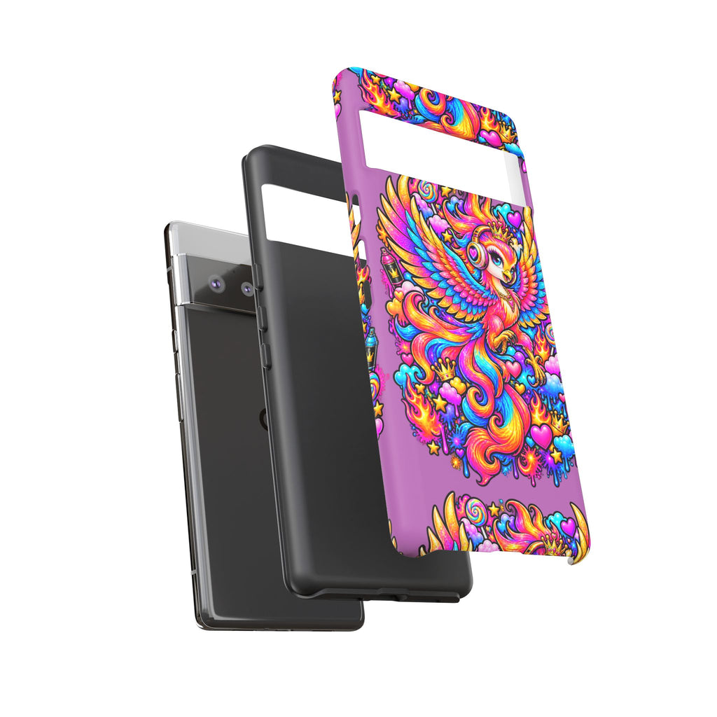 Phone Case — Vibrant Rainbow Phoenix with Headphones
