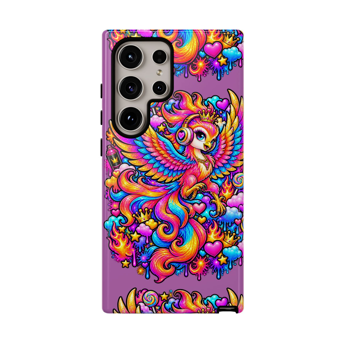 Phone Case — Vibrant Rainbow Phoenix with Headphones