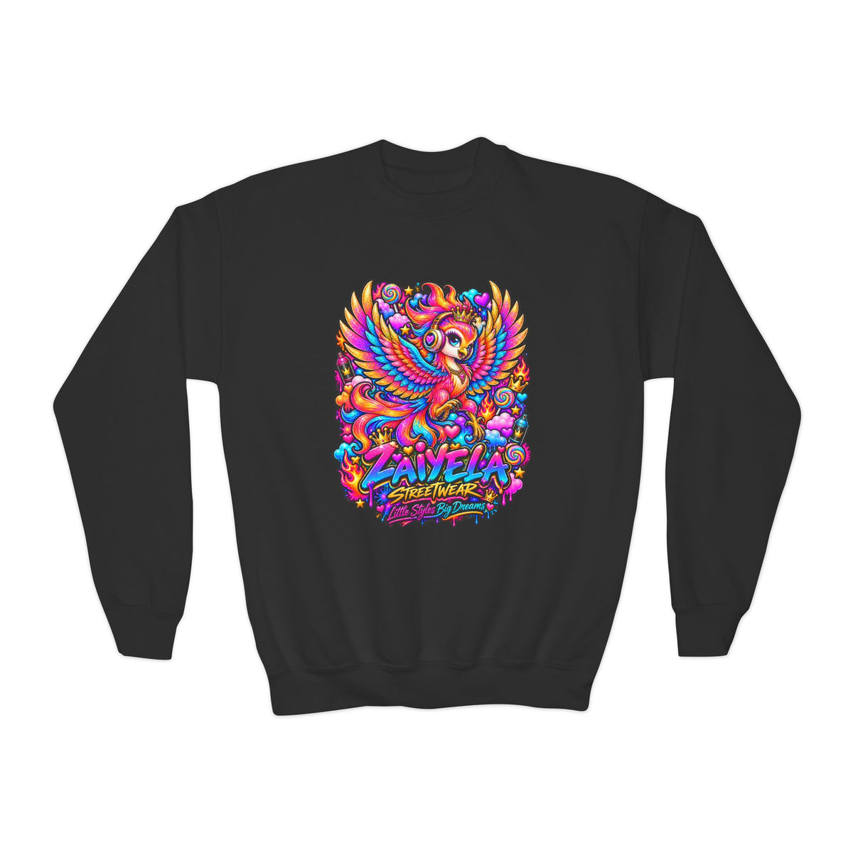 Youth Crewneck Sweatshirt — Colorful  Phoenix Graphic