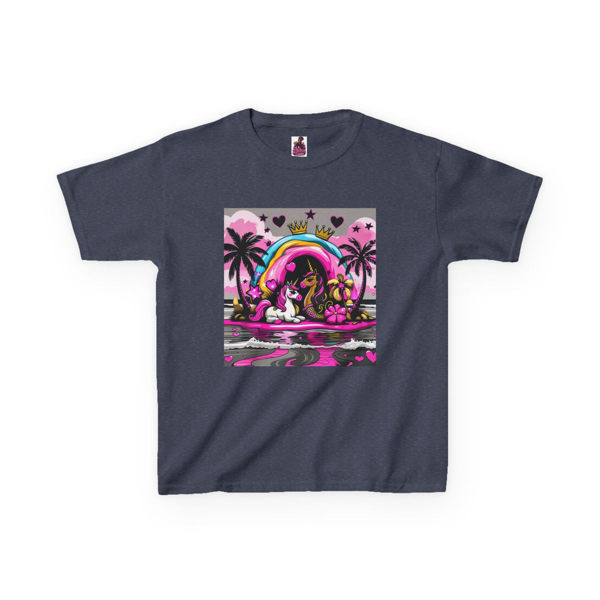 Kids Unicorn Rainbow Tee  Cute Pink Fantasy Graphic T-Shirt for Girls