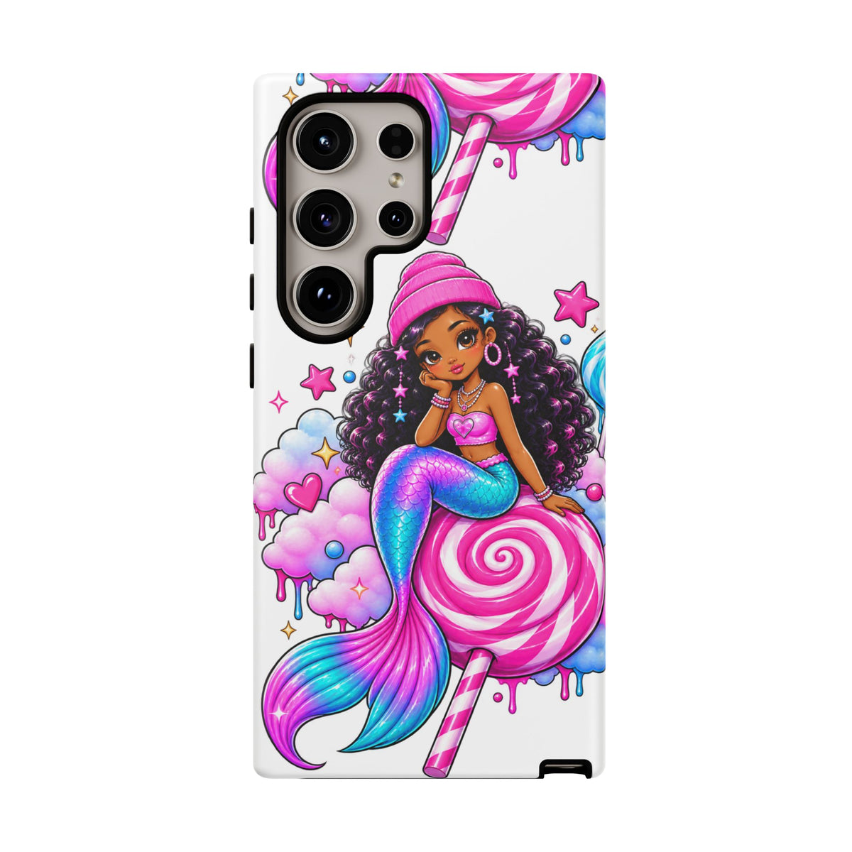 Cute Mermaid Candy Phone Case  Pink Lollipop Fantasy Tough Case