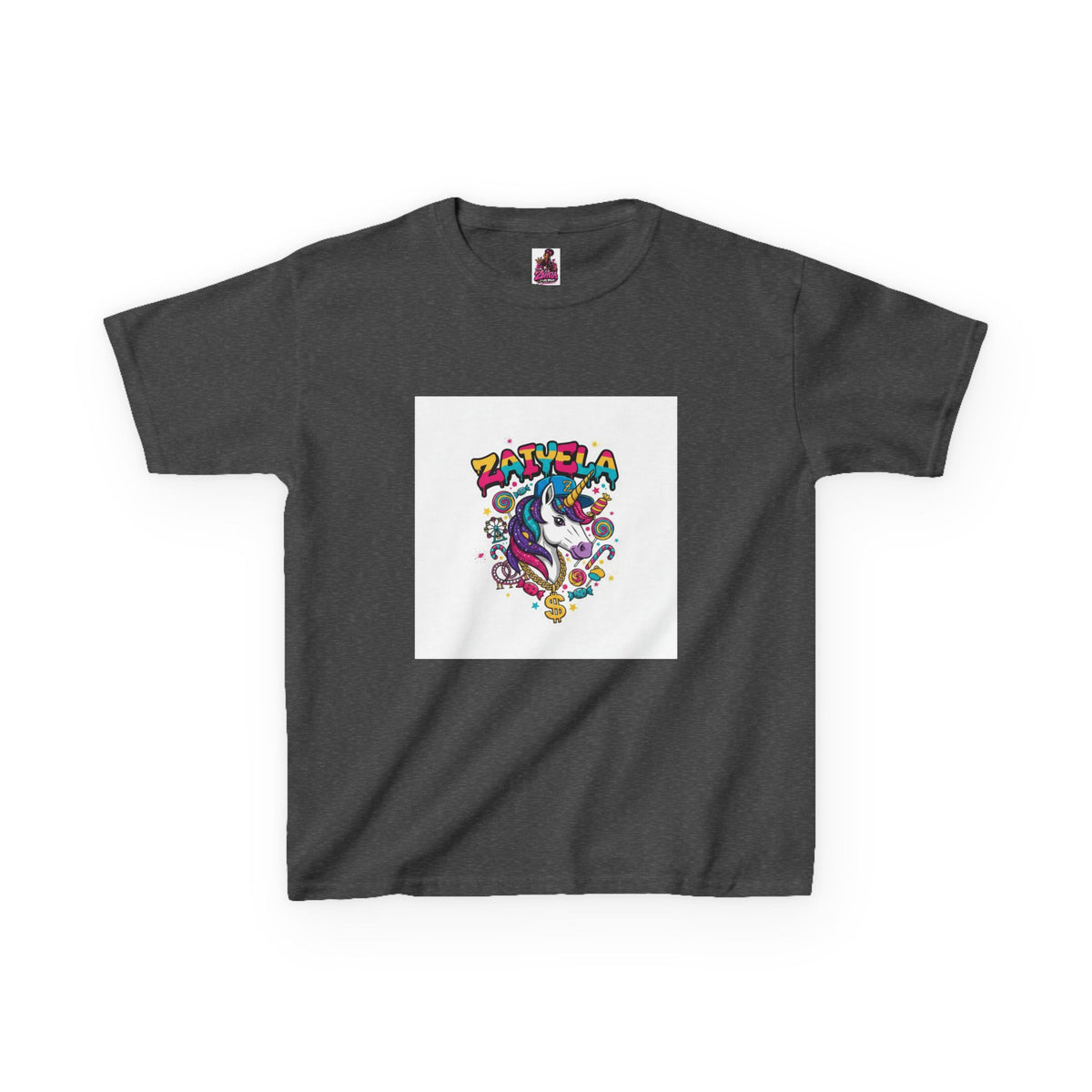 Kids T-Shirt  Colorful Unicorn Graphic  Zaiyela Cute Rainbow Tee for Girls & Boys
