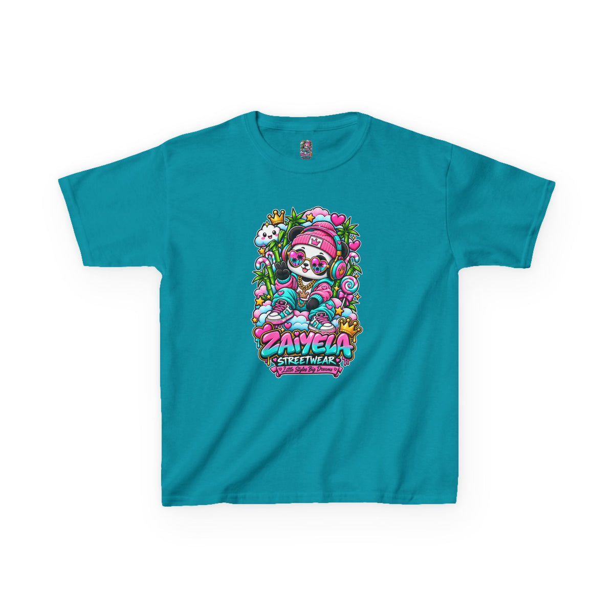Kids T-Shirt Colorful Glam Panda Graphic Tee