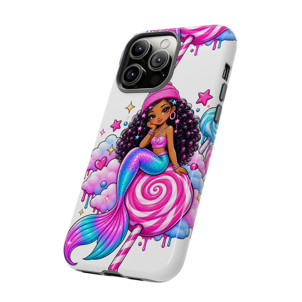 Cute Mermaid Candy Phone Case  Pink Lollipop Fantasy Tough Case