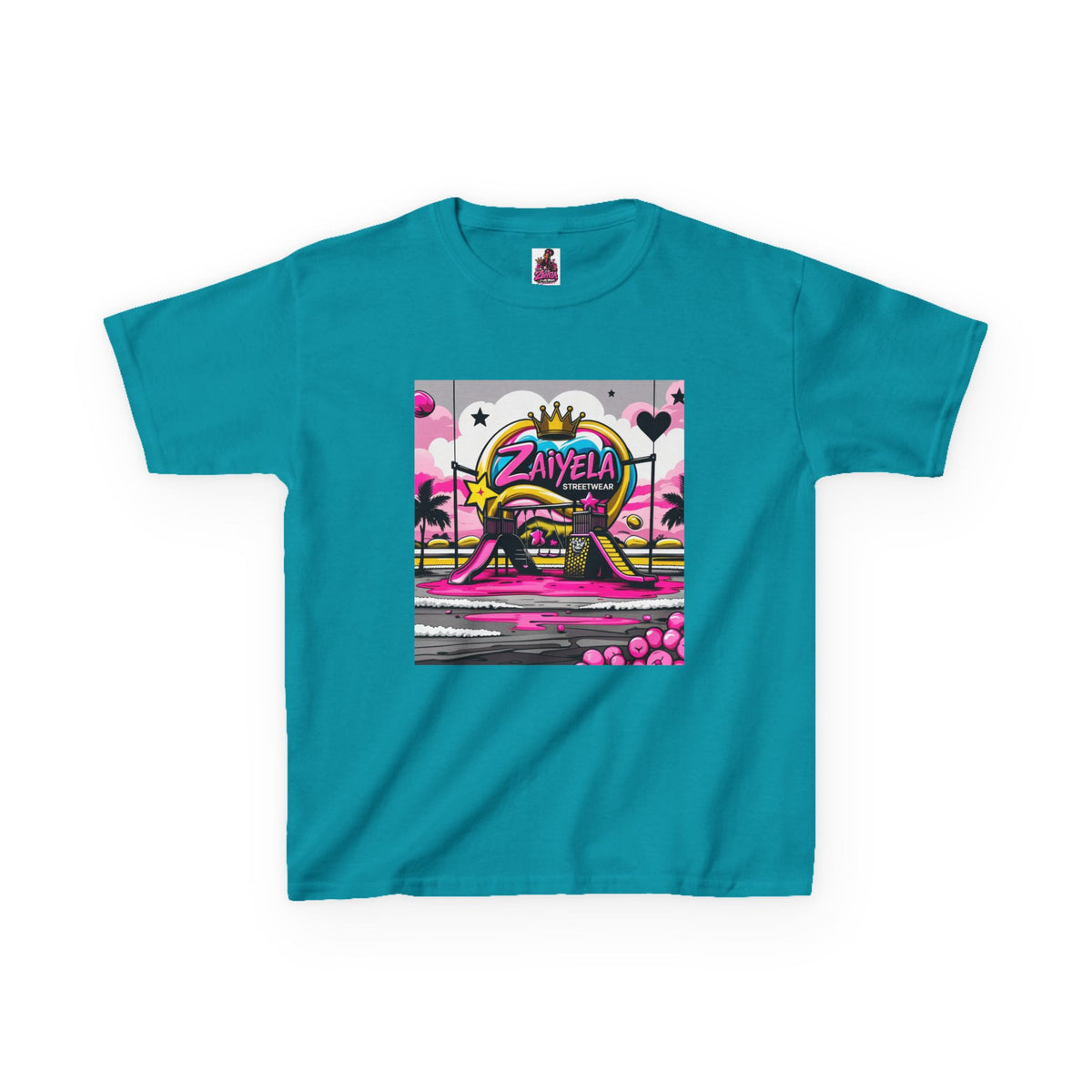 Kids T-Shirt Retro Pink Sunset Skate Monster  Zaiyela Graphic