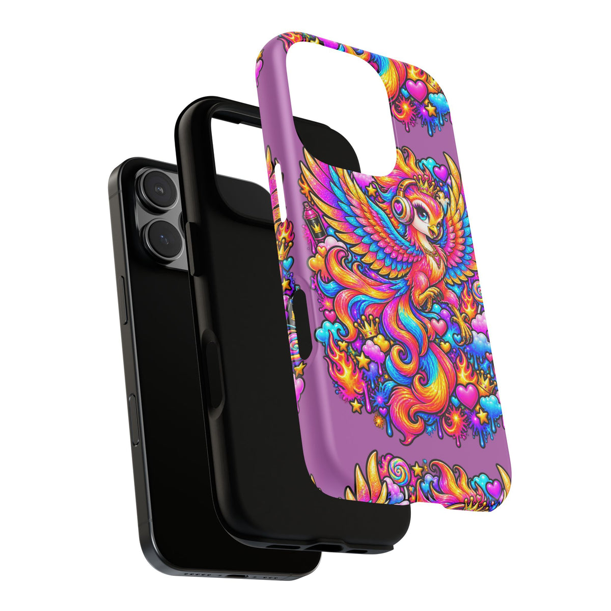 Phone Case — Vibrant Rainbow Phoenix with Headphones