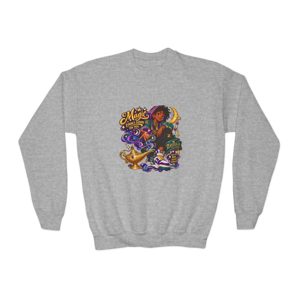 Dream Big Youth Crewneck Sweatshirt — Magic Follows You Graphic