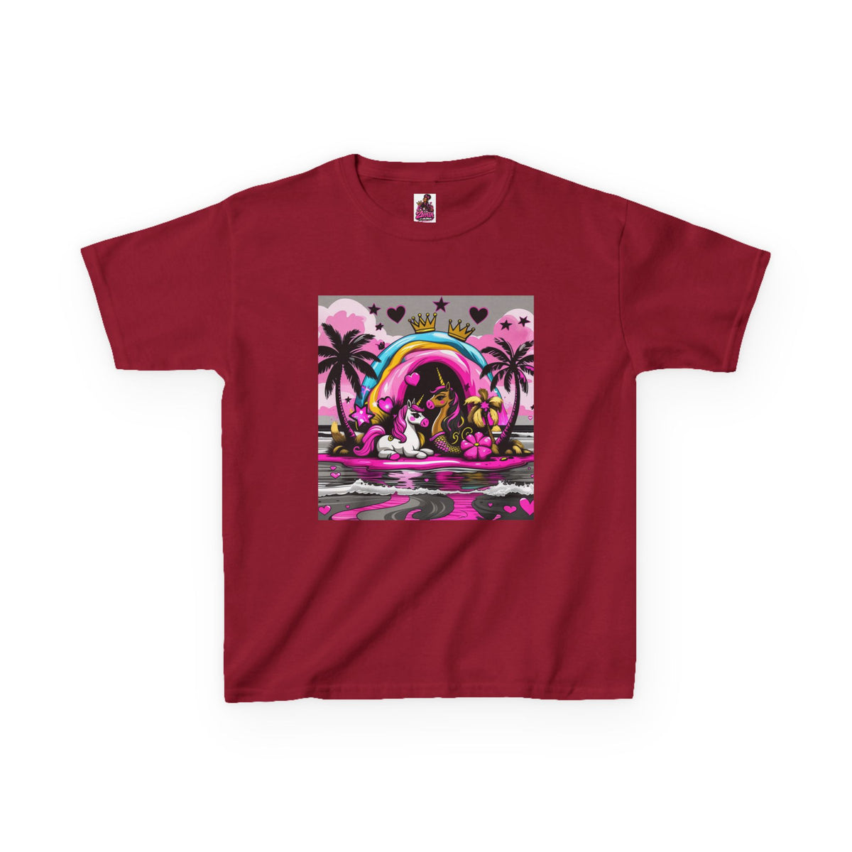 Kids Unicorn Rainbow Tee  Cute Pink Fantasy Graphic T-Shirt for Girls