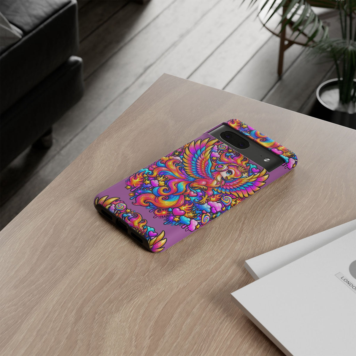 Phone Case — Vibrant Rainbow Phoenix with Headphones