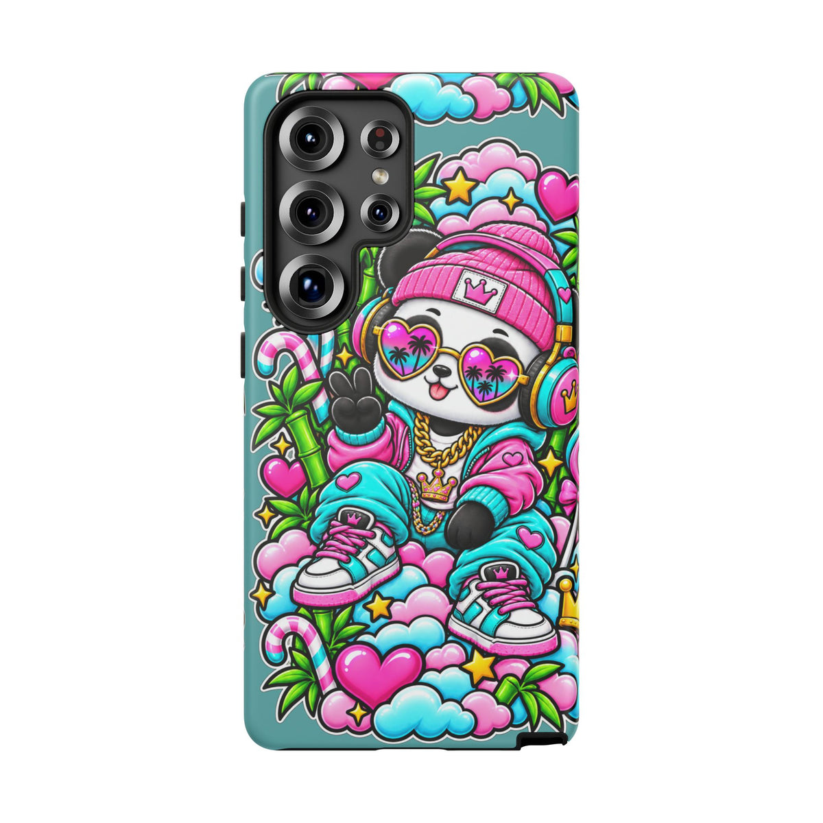 Cute Panda Phone Case Glam Panda Tropical Design
