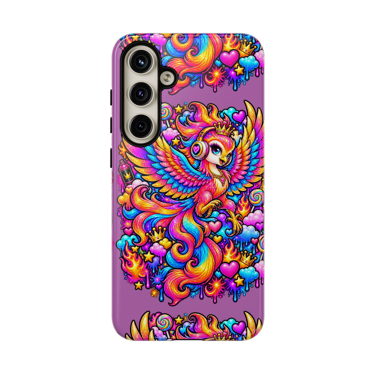 Phone Case — Vibrant Rainbow Phoenix with Headphones