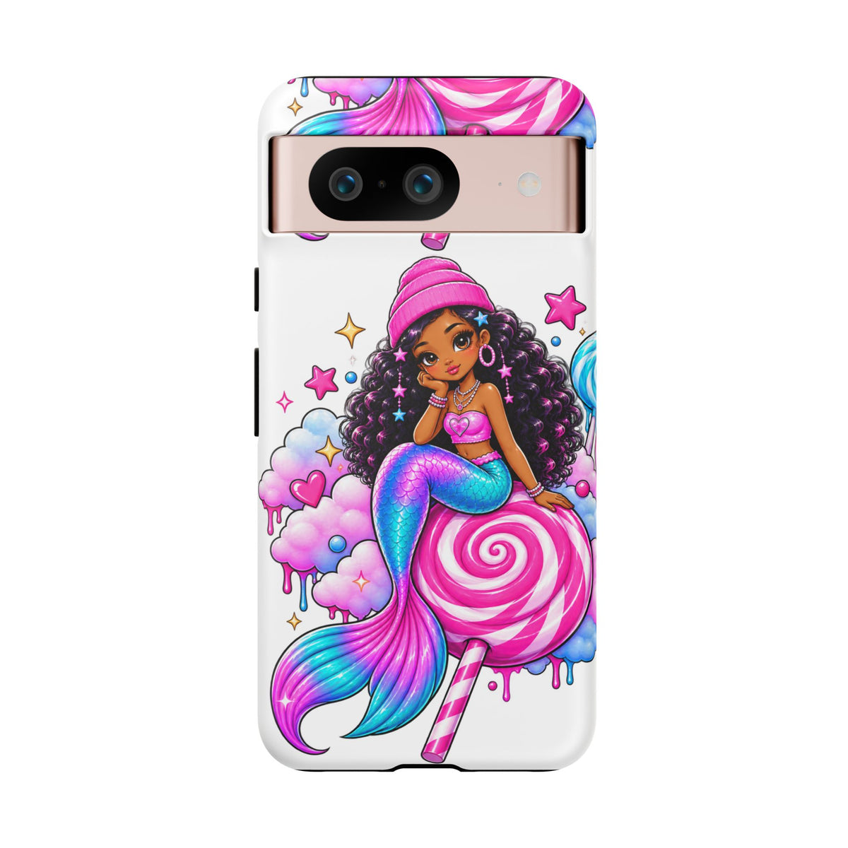 Cute Mermaid Candy Phone Case  Pink Lollipop Fantasy Tough Case