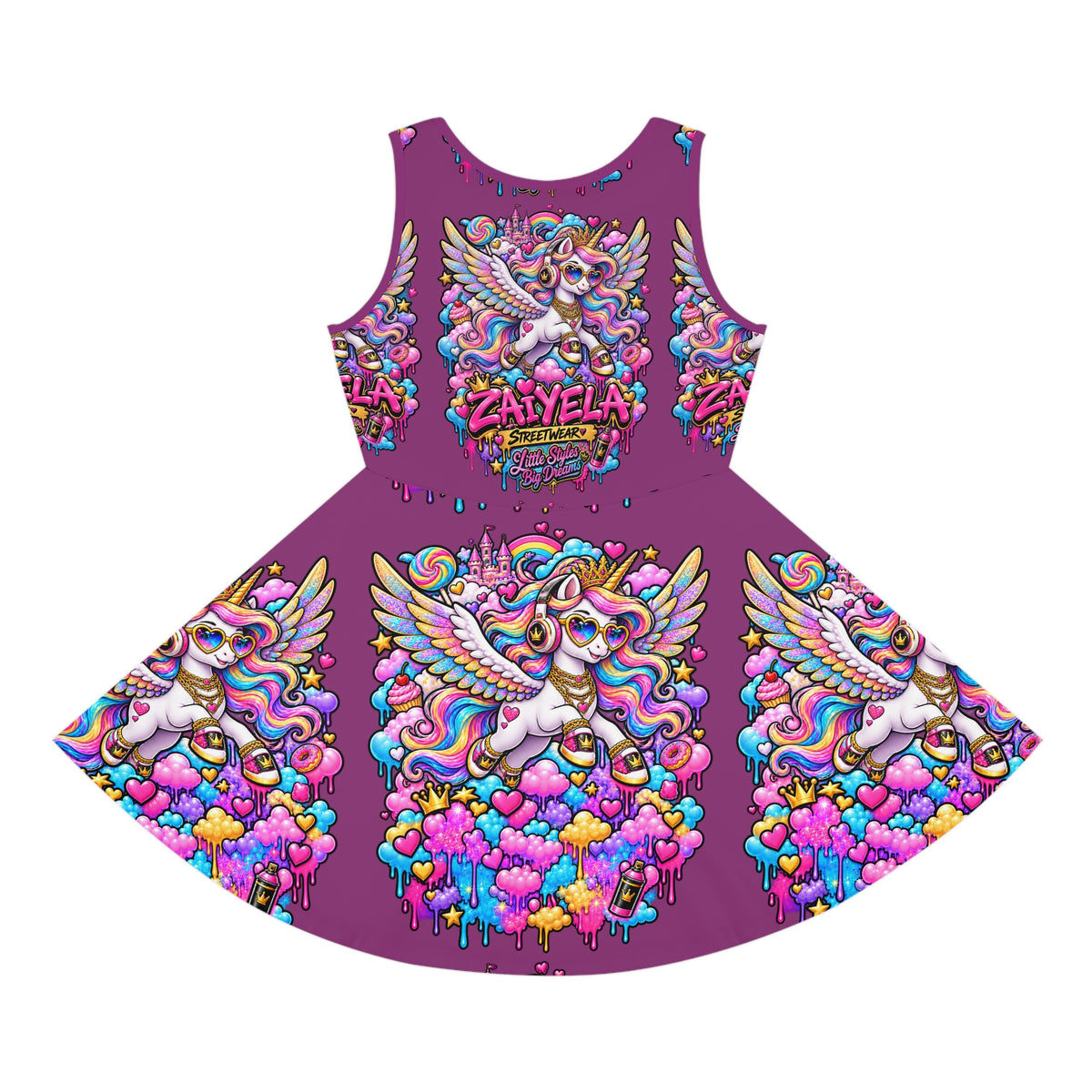 Girls' Sundress — Colorful Rainbow Pegasus AOP Dress