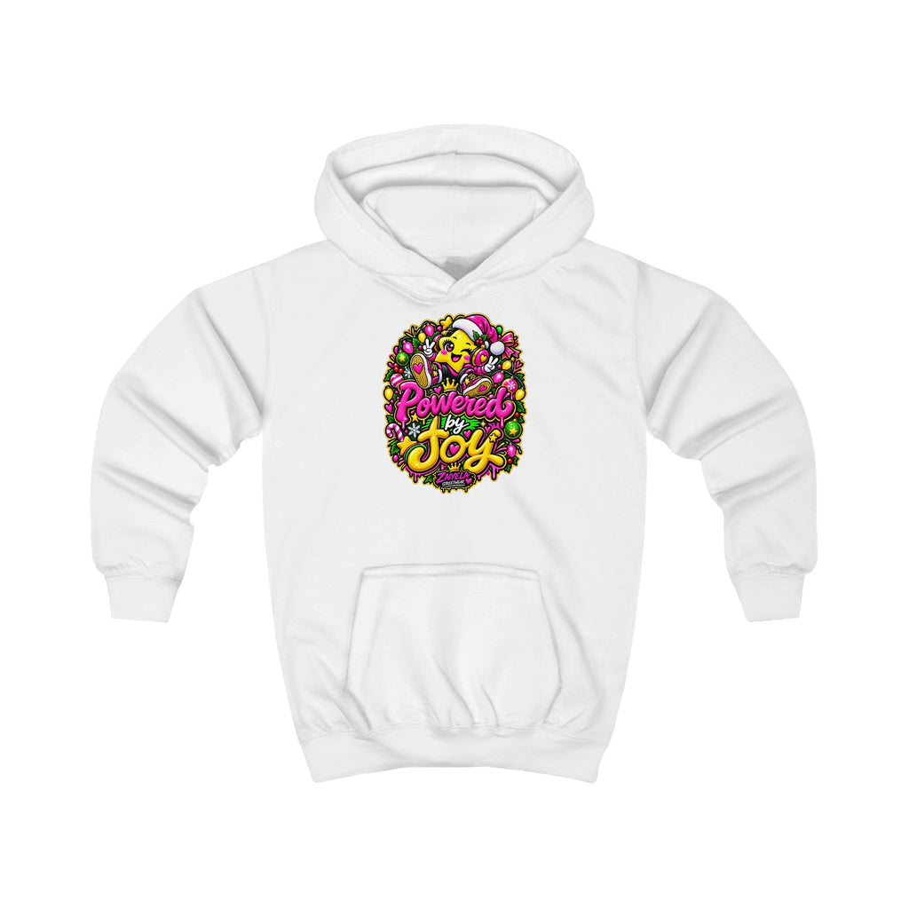 Kids Hoodie Powered by Joy Colorful Holiday Joy Graphic Hoodie
