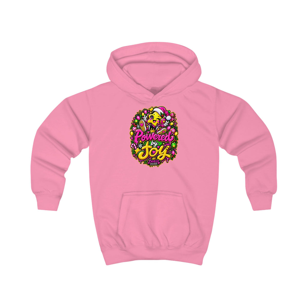 Kids Hoodie Powered by Joy Colorful Holiday Joy Graphic Hoodie
