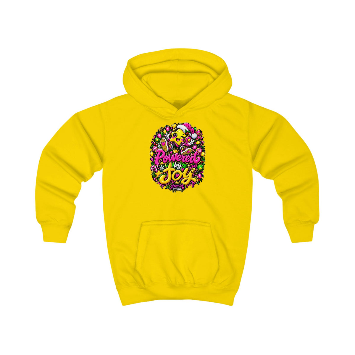 Kids Hoodie Powered by Joy Colorful Holiday Joy Graphic Hoodie