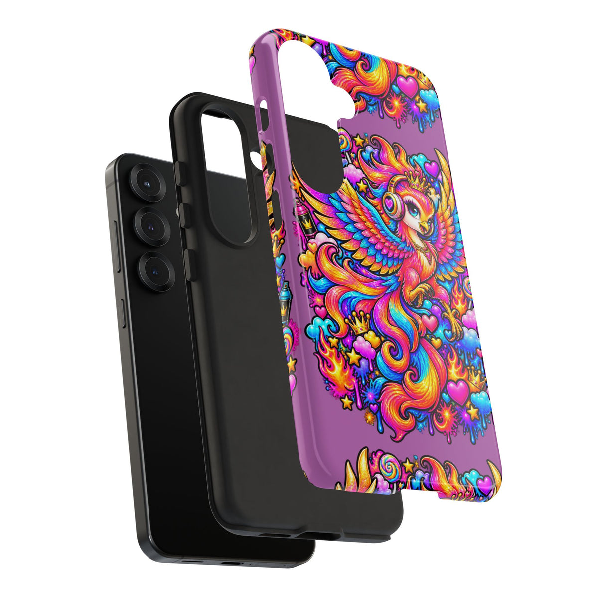 Phone Case — Vibrant Rainbow Phoenix with Headphones