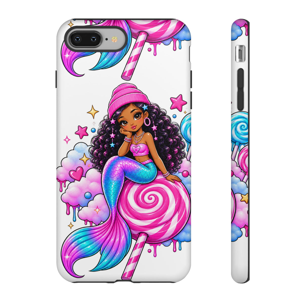 Cute Mermaid Candy Phone Case  Pink Lollipop Fantasy Tough Case