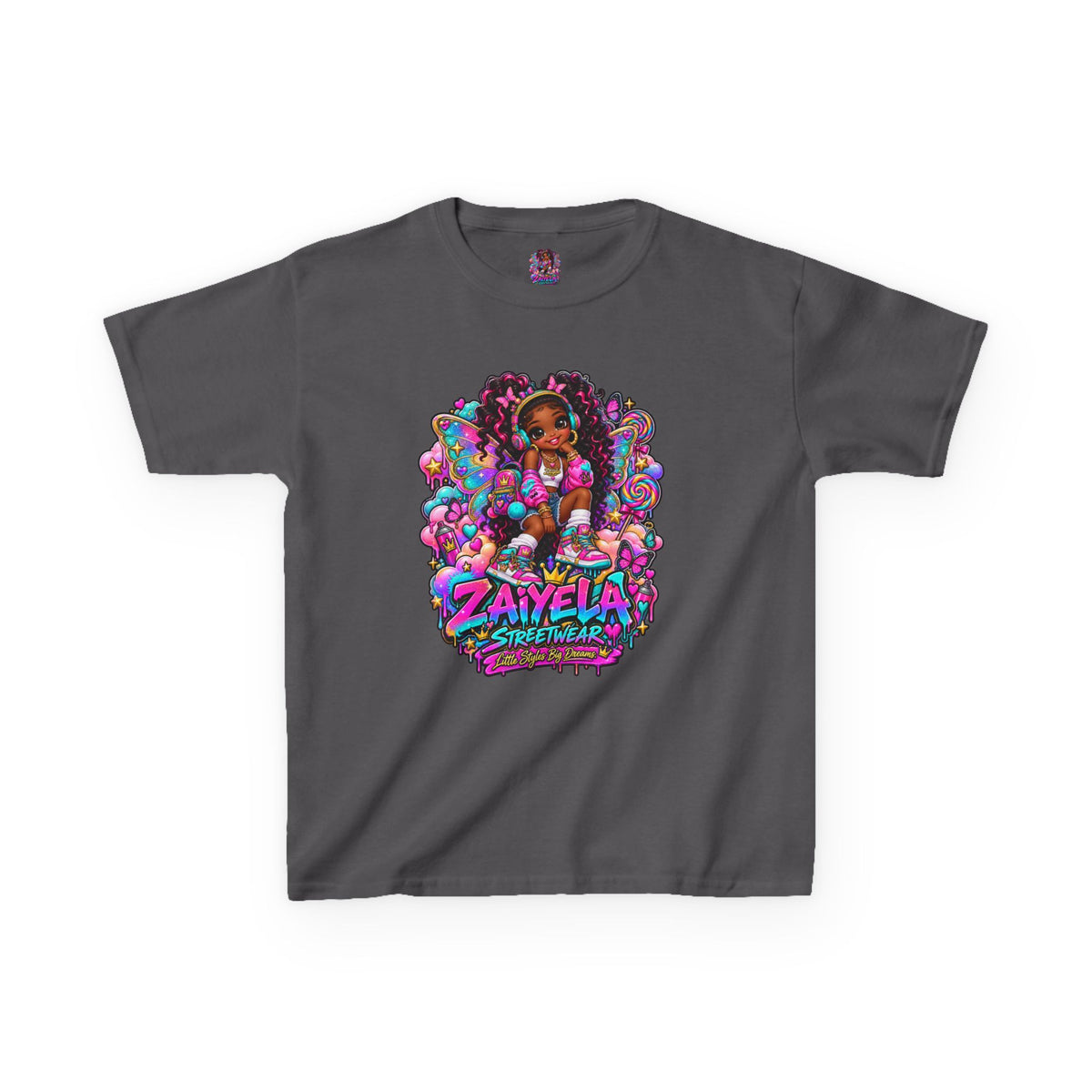 Kids T‑Shirt — Colorful Fairy Streetwear Princess Cartoon Girl Graphic Shirt for Kids
