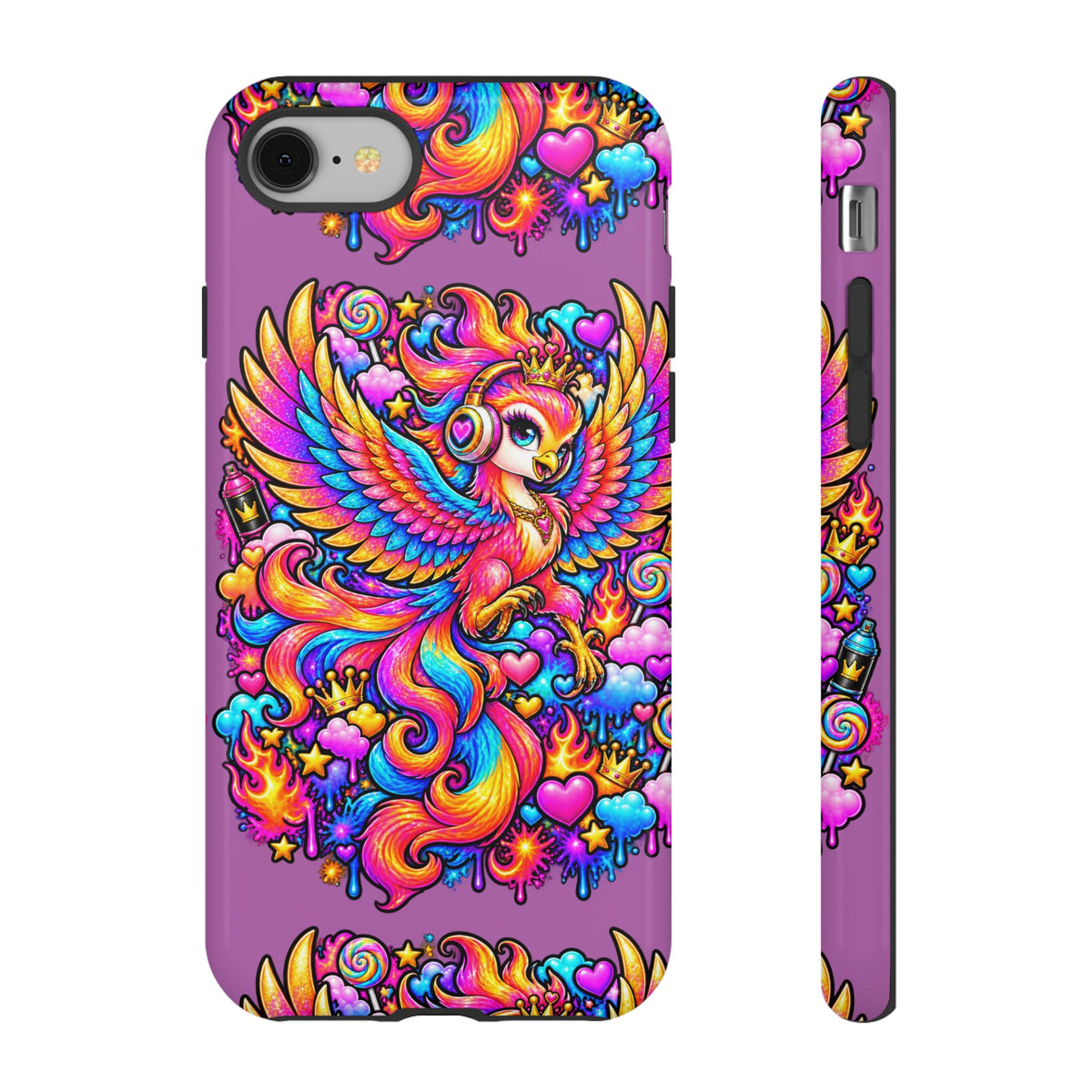 Phone Case — Vibrant Rainbow Phoenix with Headphones