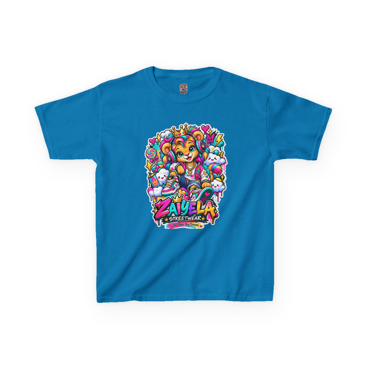 Kids Tee — Colorful Cartoon Rainbow Lion Cub Graphic