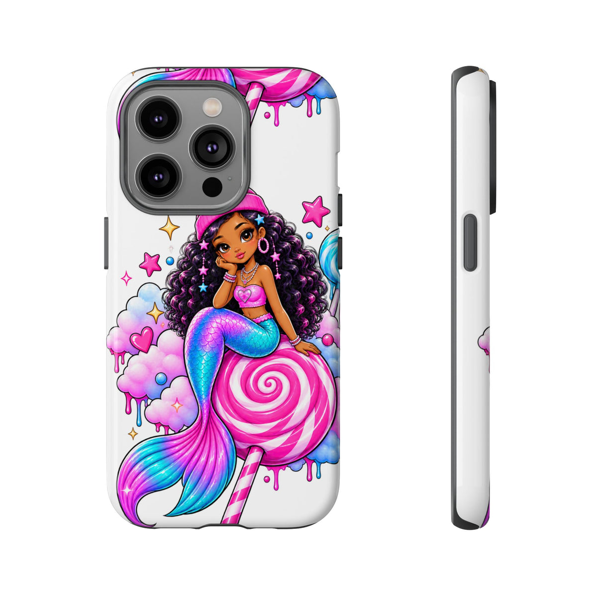 Cute Mermaid Candy Phone Case  Pink Lollipop Fantasy Tough Case