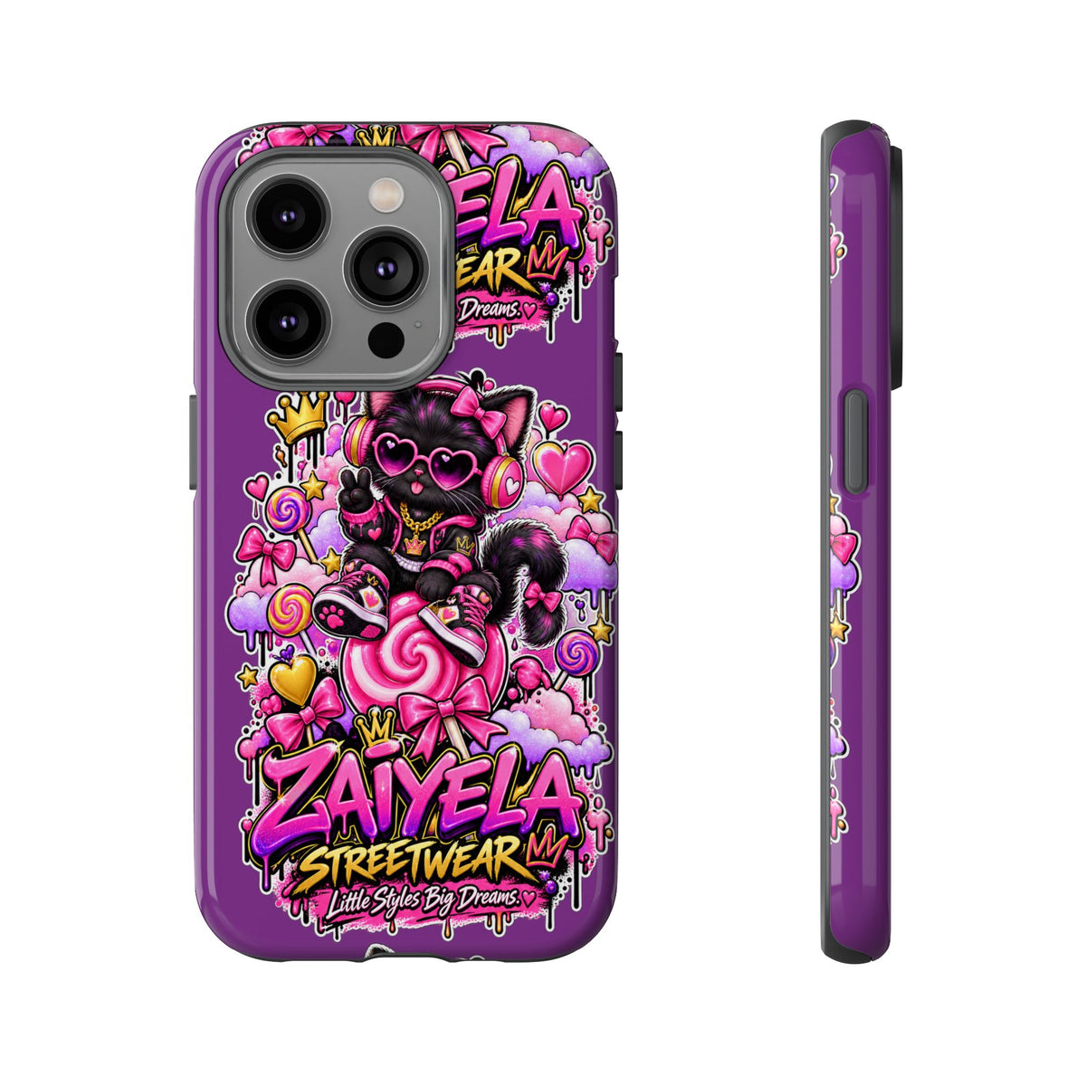 Cute Black Cat Candy Phone Case — Zaiyela Streetwear Magical Kitty