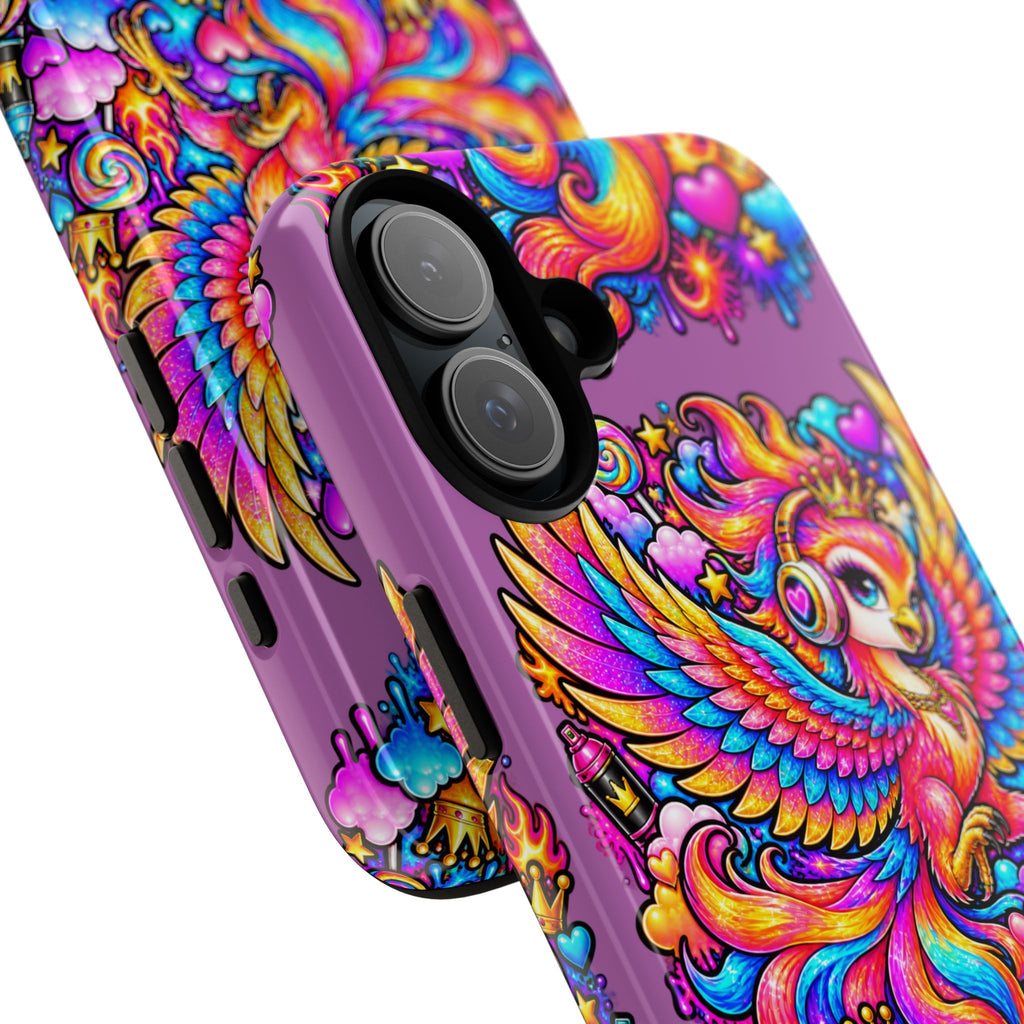 Phone Case — Vibrant Rainbow Phoenix with Headphones