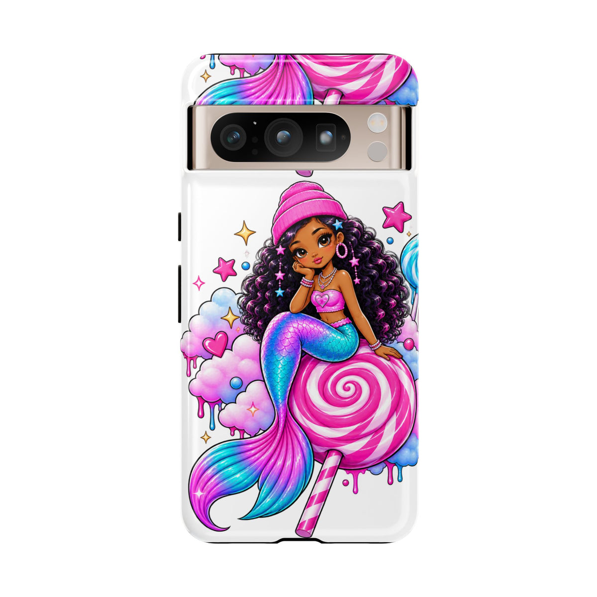 Cute Mermaid Candy Phone Case  Pink Lollipop Fantasy Tough Case