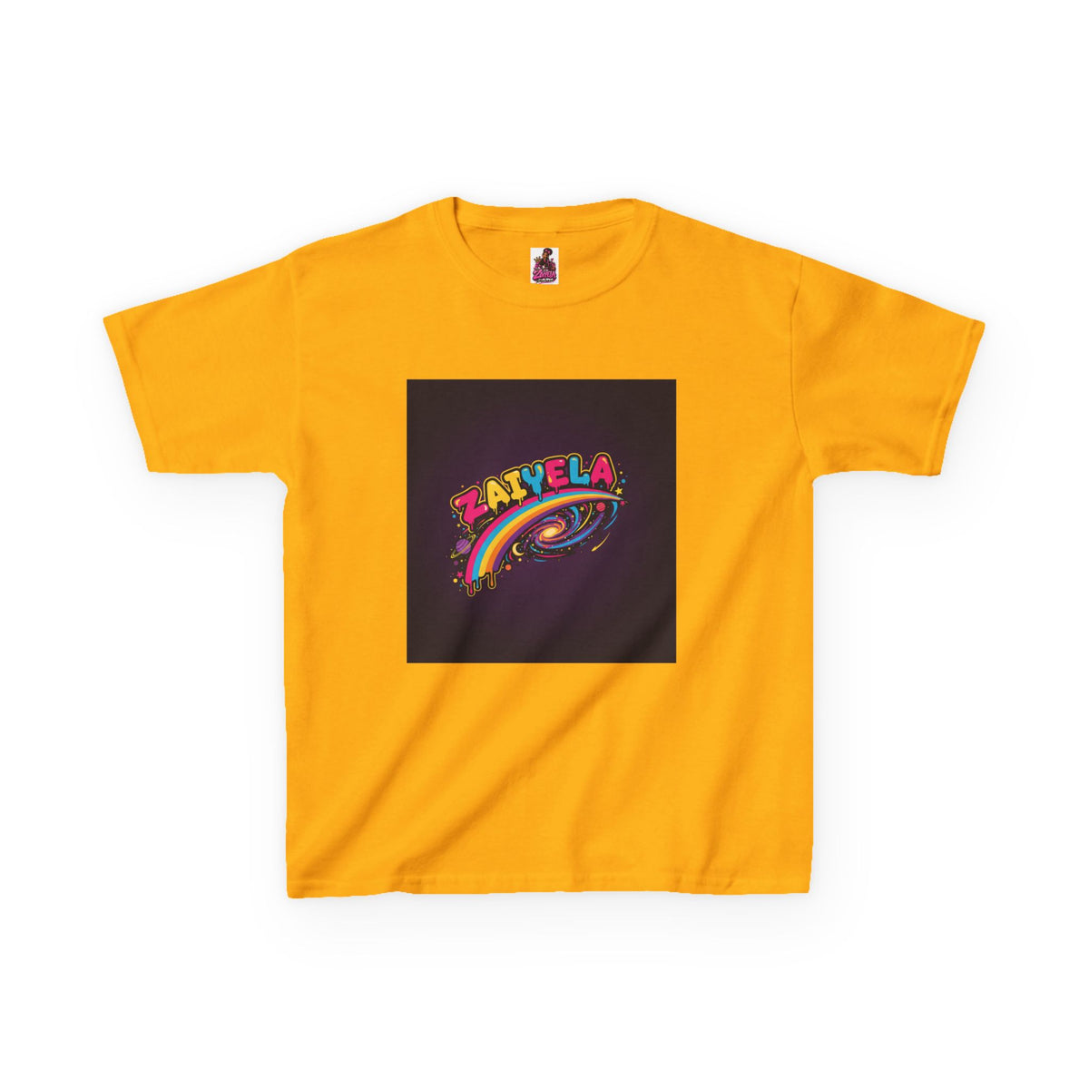 Kids T‑Shirt Colorful Rainbow Galaxy Name Zaiyela Graphic