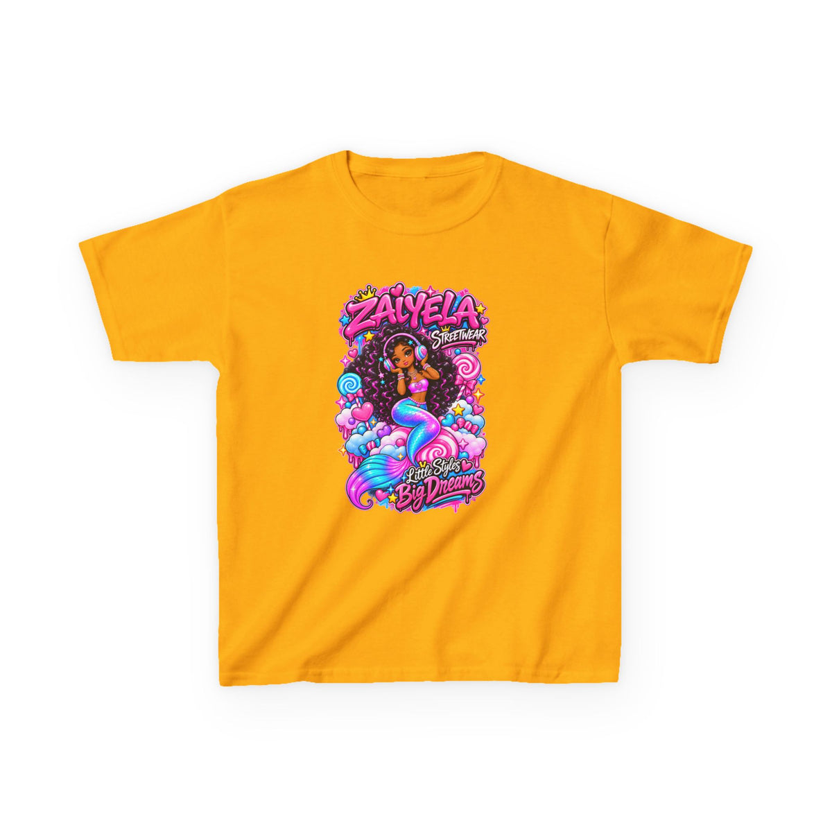 Kids Tee  Colorful Mermaid Cartoon Design