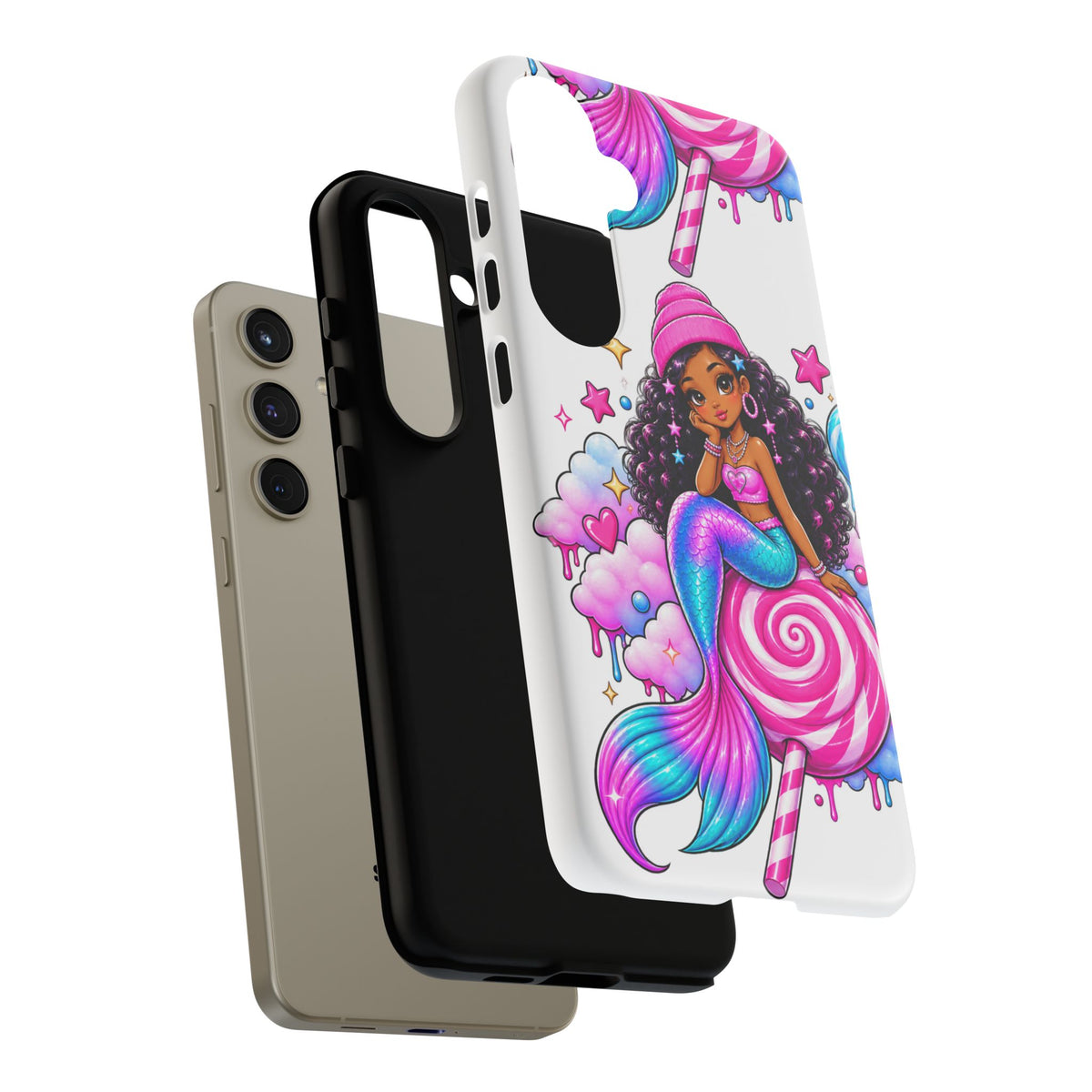 Cute Mermaid Candy Phone Case  Pink Lollipop Fantasy Tough Case