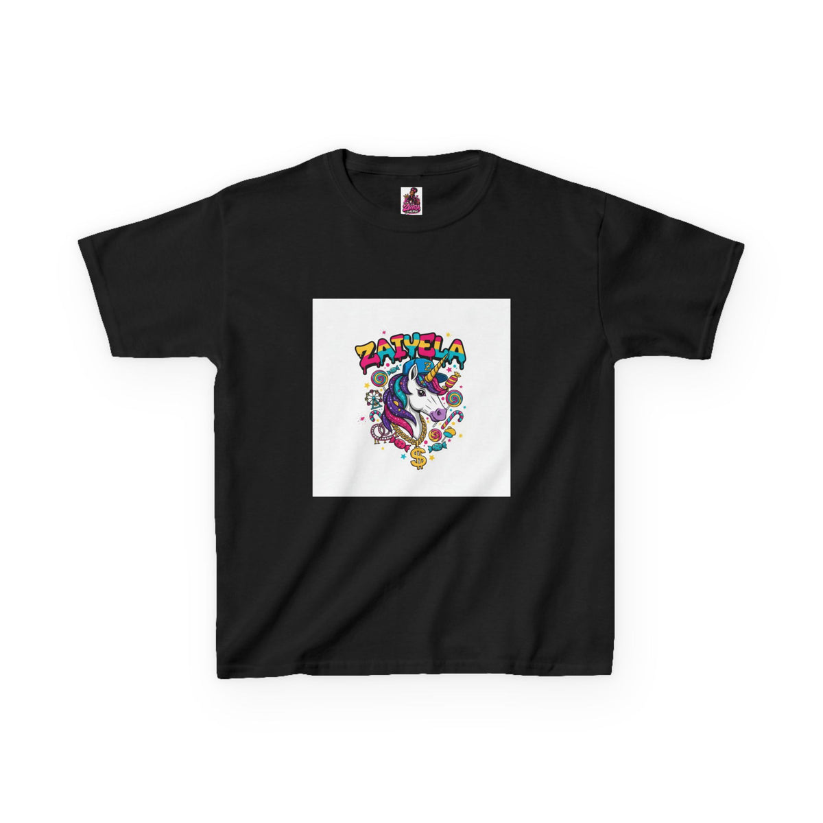 Kids T-Shirt  Colorful Unicorn Graphic  Zaiyela Cute Rainbow Tee for Girls & Boys