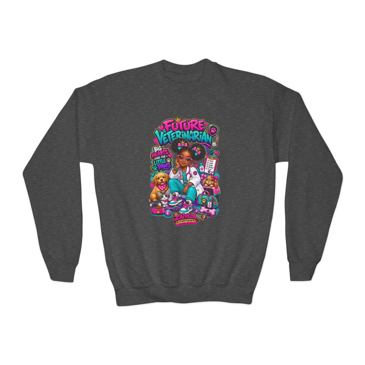 Youth Crewneck Sweatshirt Future Veterinarian Cute Veterinary Kid Graphic