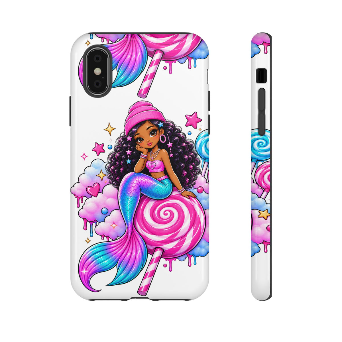 Cute Mermaid Candy Phone Case  Pink Lollipop Fantasy Tough Case