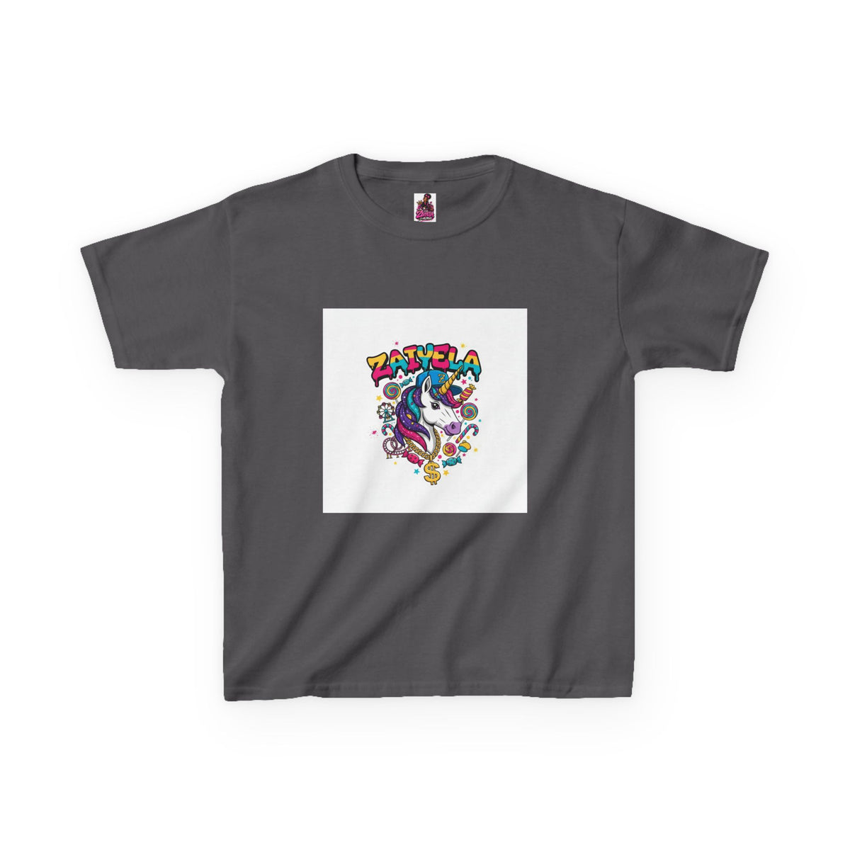 Kids T-Shirt  Colorful Unicorn Graphic  Zaiyela Cute Rainbow Tee for Girls & Boys