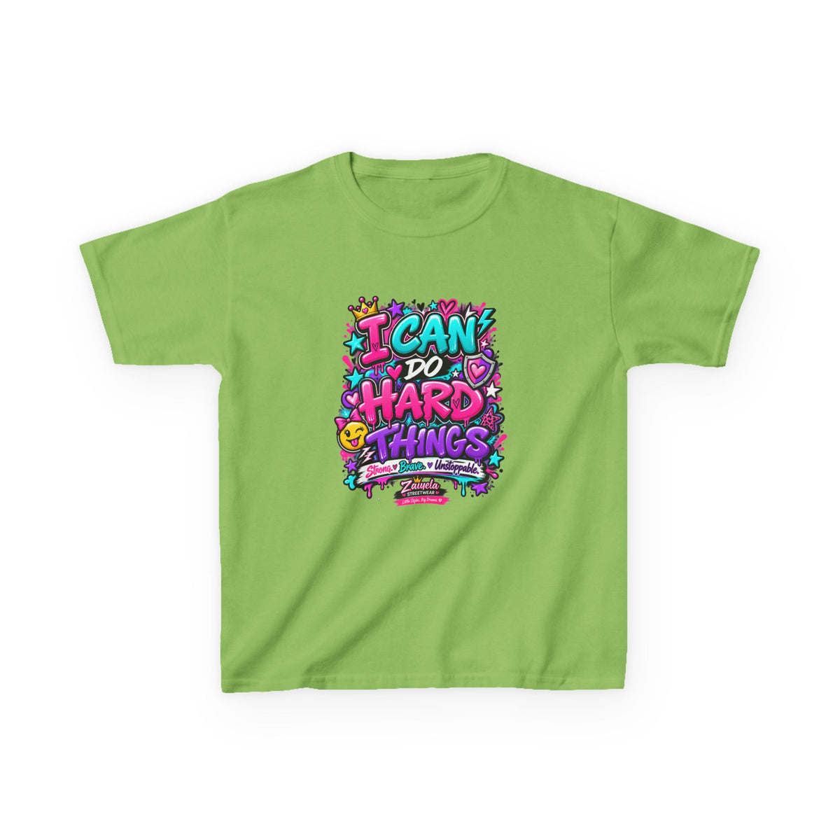 Kids T‑Shirt — "I Can Do Hard Things" Colorful Motivational Graphic Tee