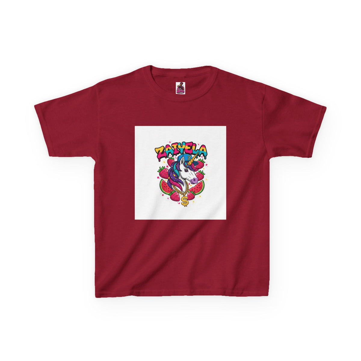 Kids Unicorn Graphic Tee Colorful Zaiyela Rainbow Design